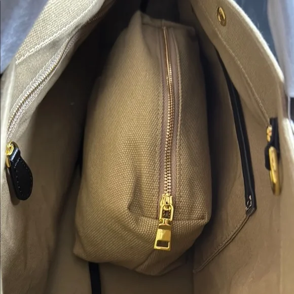 Elegant Tan Canvas Tote Bag - Picture 3 of 6